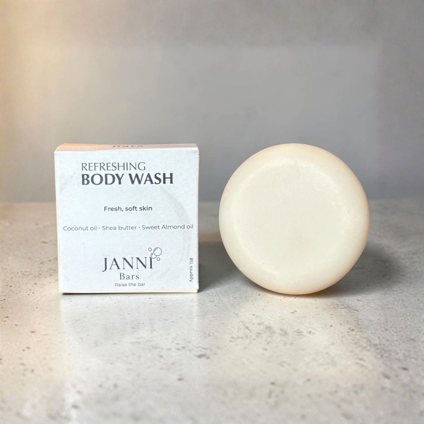 Janni Bars Soap Refreshing Body Wash Bar - Coconut, 75g - Janni Bars