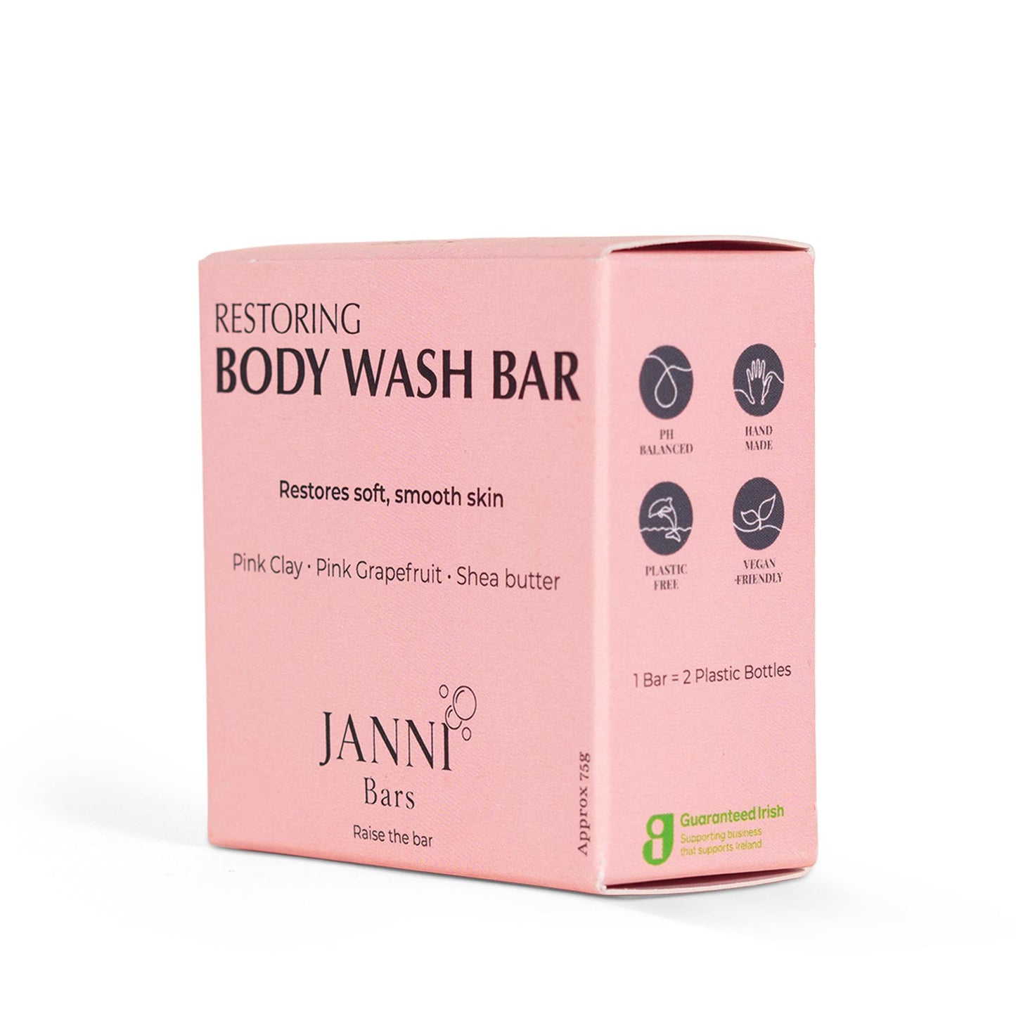 Janni Bars Soap Restoring Body Wash Bar - Pink Clay & Pink Grapefruit, 75g - Janni Bars
