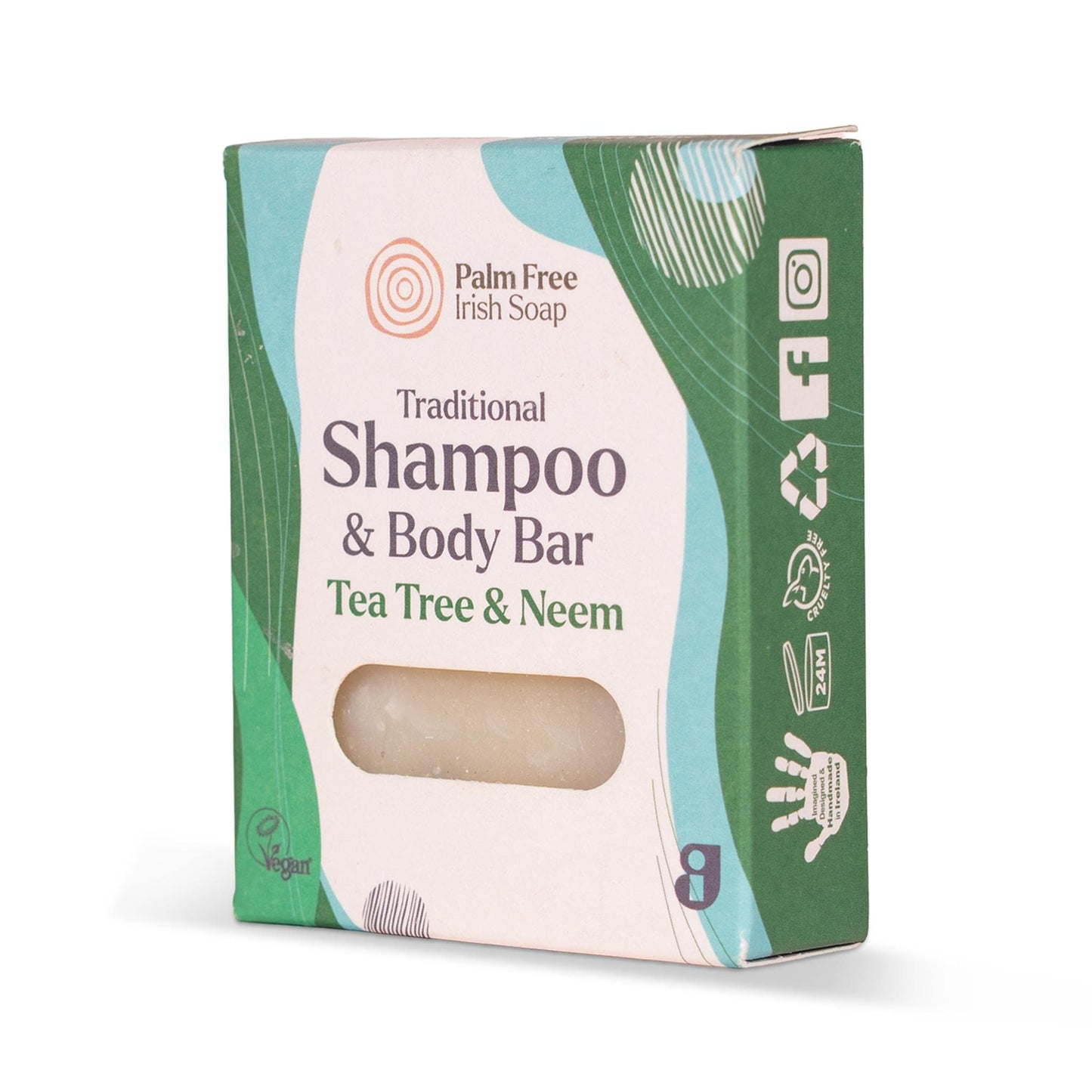 Palm Free Irish Soap Soap Tea Tree & Neem Shampoo & Body Bar 90g - Palm Free Irish Soap