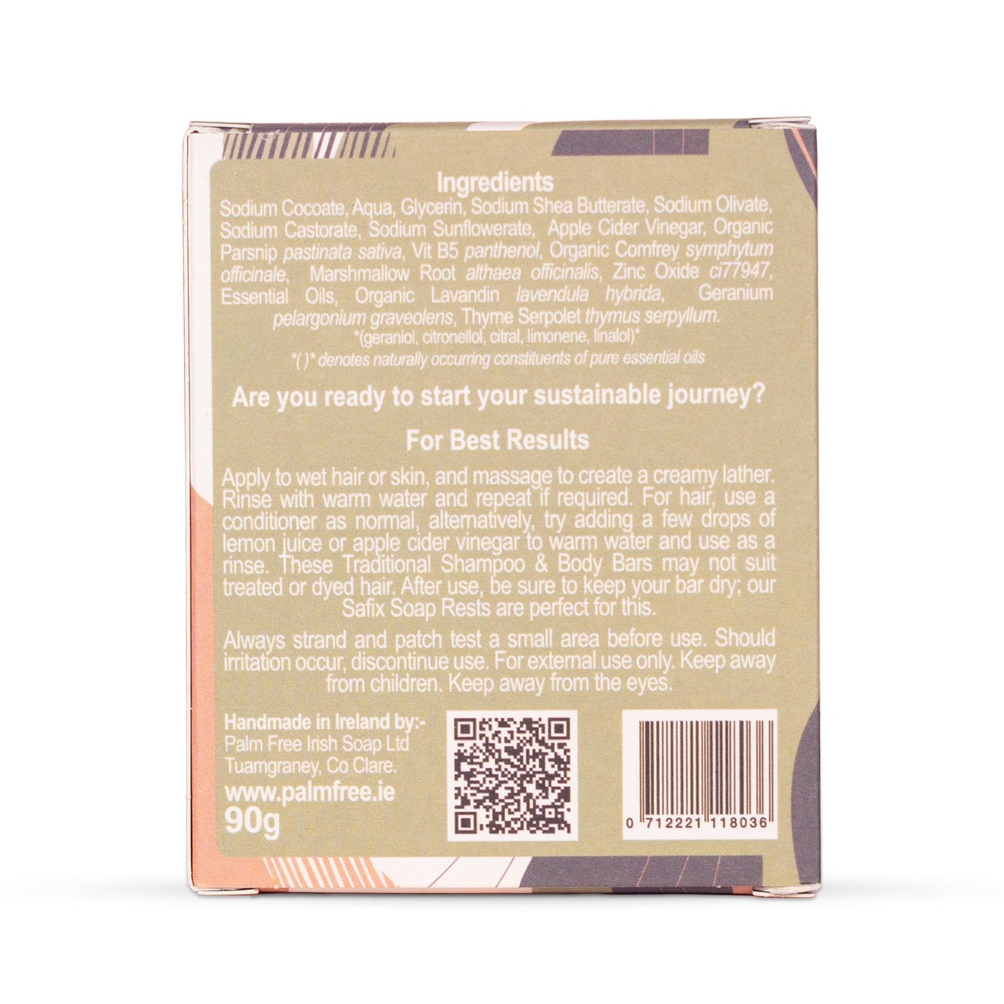 Palm Free Irish Soap Soap Thyme Travel Shampoo & Body Bar 90g - Palm Free Irish Soap