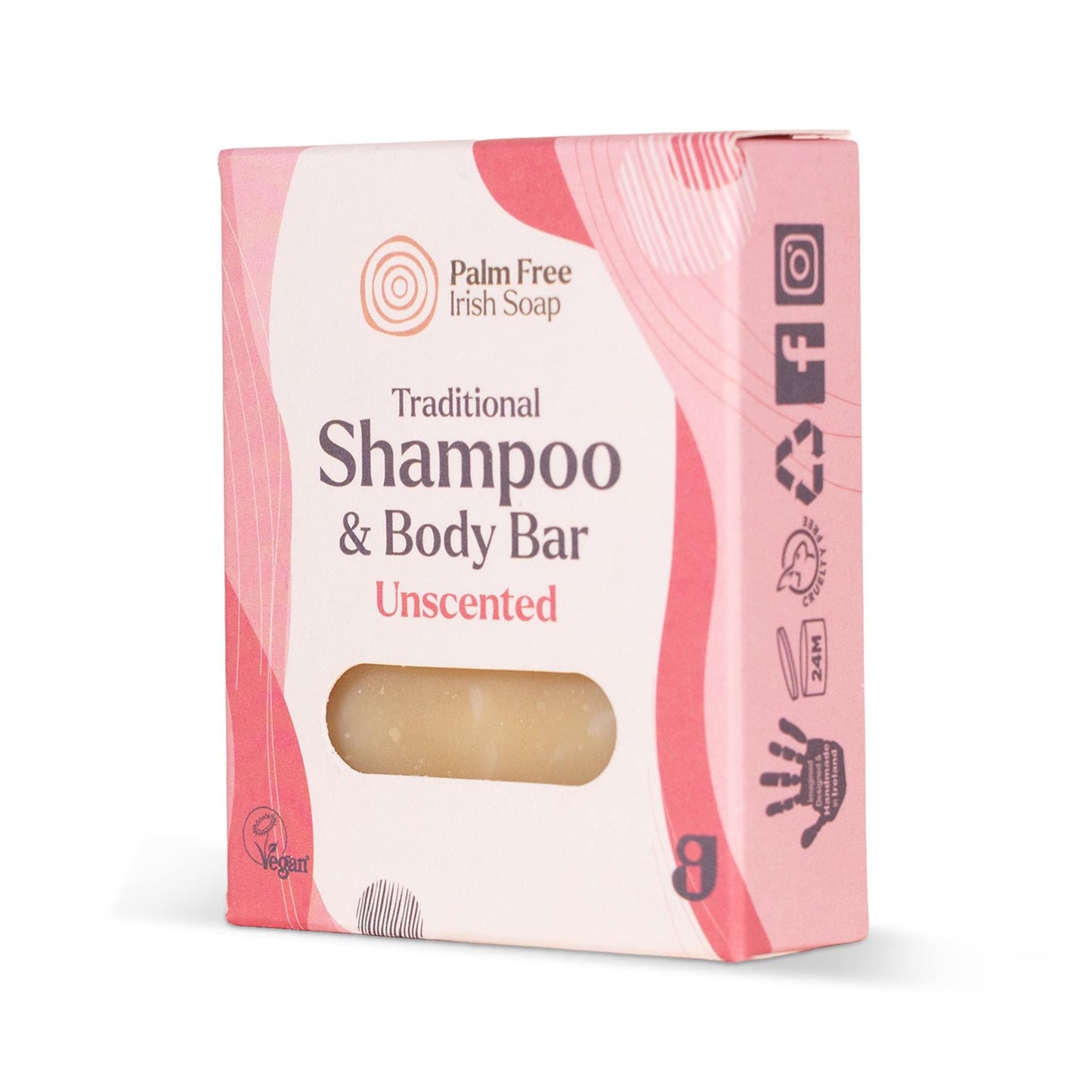 Palm Free Irish Soap Soap Unscented Shampoo & Body Bar 90g - Palm Free Irish Soap