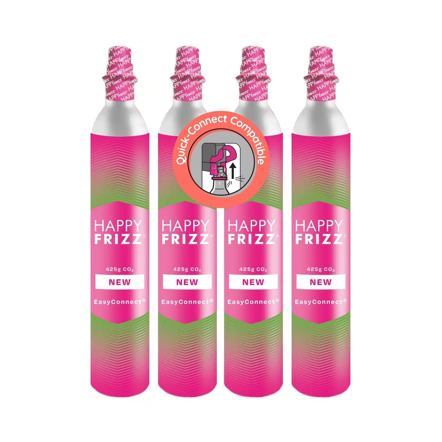 Faerly Soda Makers 4-Cylinder Pack - (Click-In Type) - FREE delivery €75+ CO2 Gas Cylinder Easy Connect (CLICK-IN) - 60 Litre for Home Carbonators & Sodamakers - Happy Frizz