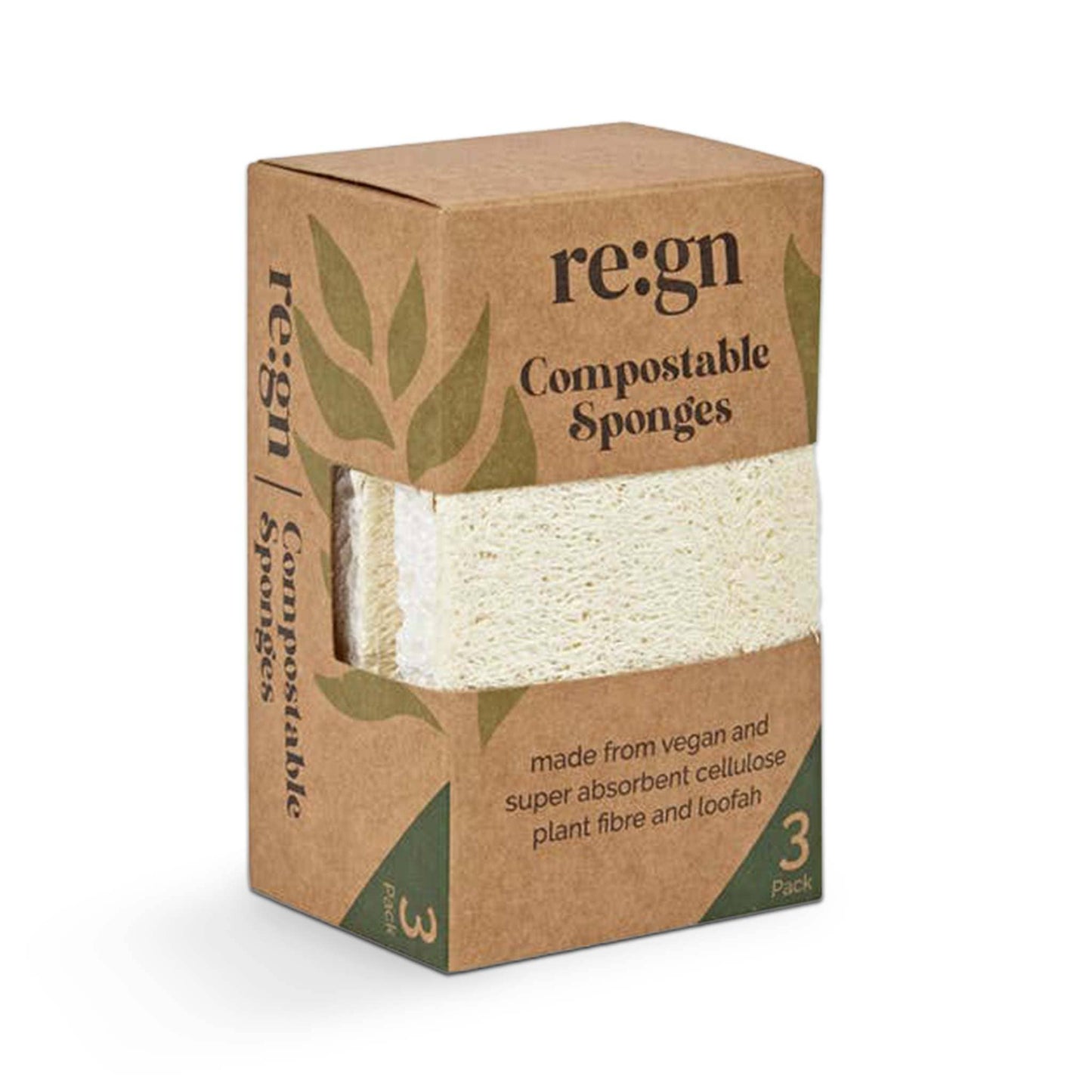 Re:gn Sponges & Scouring Pads Re:gn Compostable Sponges - Cellulose Plant Fibre with Natural Loofah