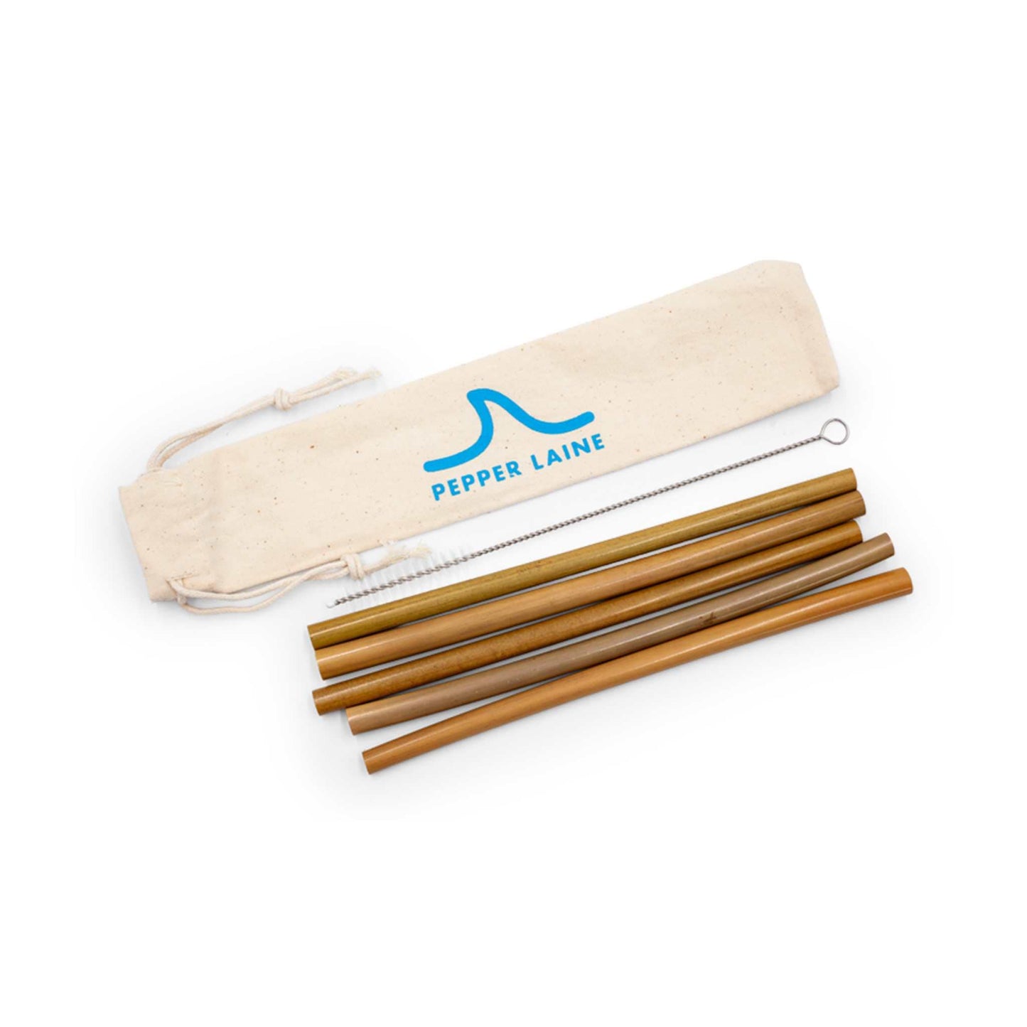 Pepperlane Straws Bamboo Straws - 5 Pk + brush + bag