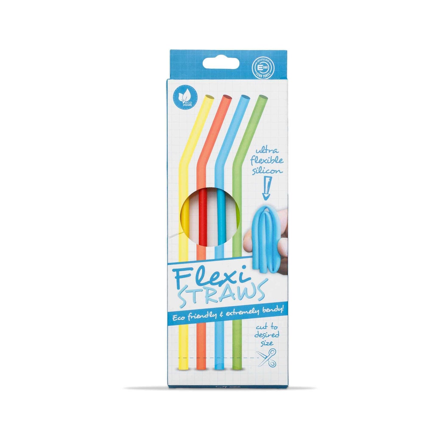 Echo Three Straws Silicone Flexi Straws | Eco Friendly Drinking Straws Set of 4 | Cut To Size Reusable Straws