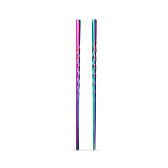 Load image into Gallery viewer, Echo Three Straws Unicorn Horns Stainless Steel Straws - Pack of 2 with Cleaning Brush
