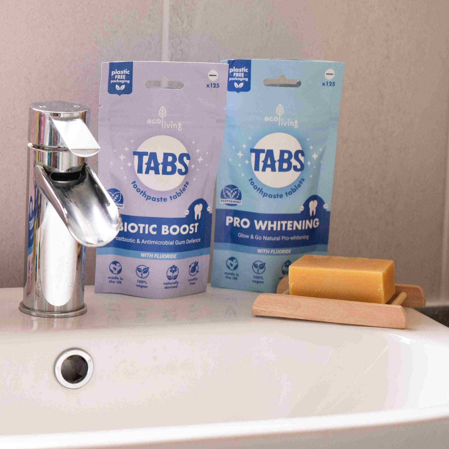 EcoLiving Toothpaste Biotic Boost Toothpaste Tablets - Peppermint - Fluoride or Fluoride-Free - 125 Tabs