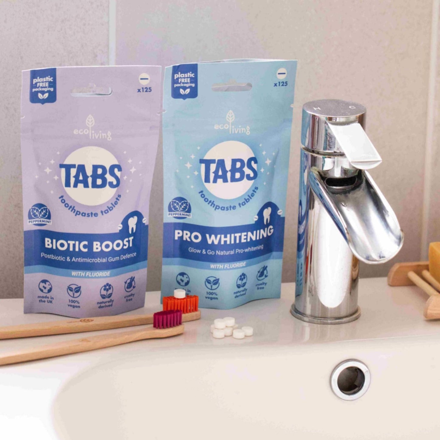 EcoLiving Toothpaste Pro Whitening Toothpaste Tablets - Peppermint - Fluoride or Fluoride-Free - 125 Tabs (Copy)