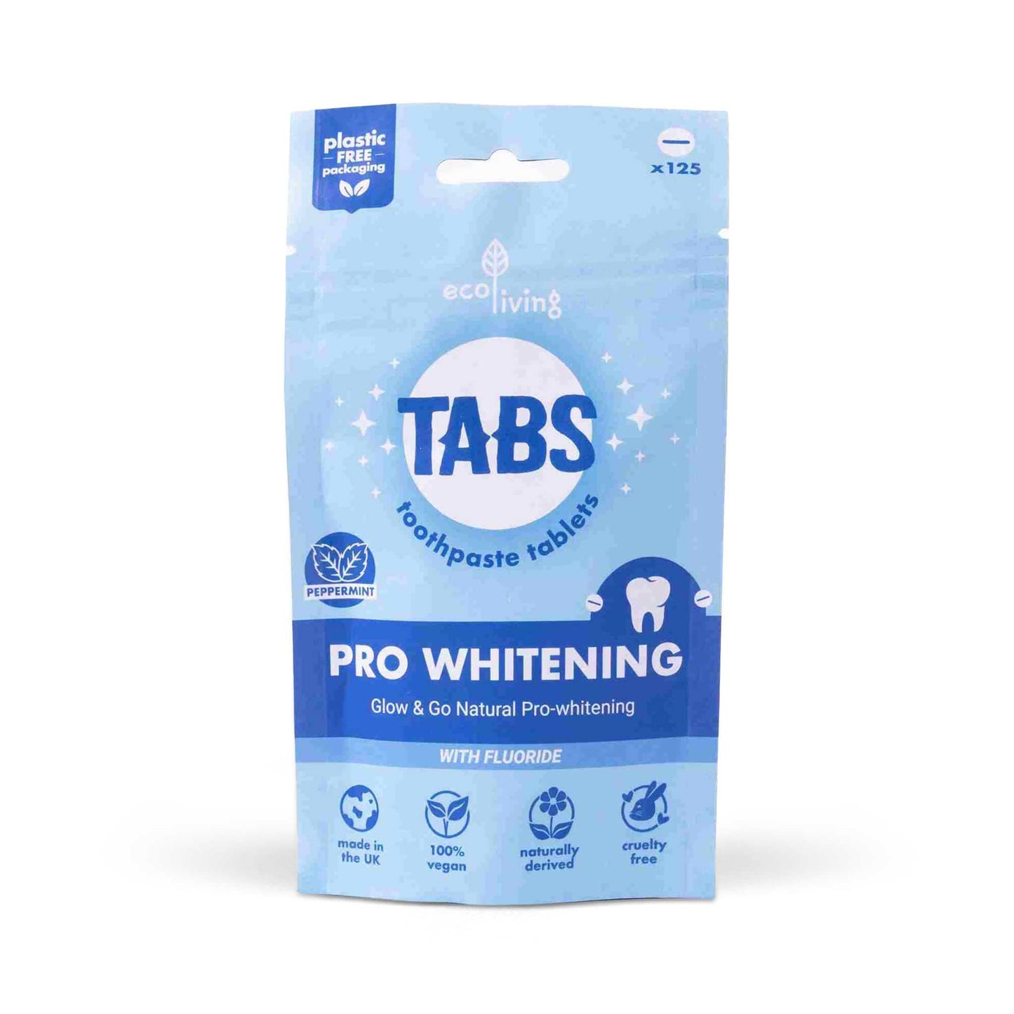 EcoLiving Toothpaste Pro Whitening Toothpaste Tablets - Peppermint - Fluoride or Fluoride-Free - 125 Tabs (Copy)