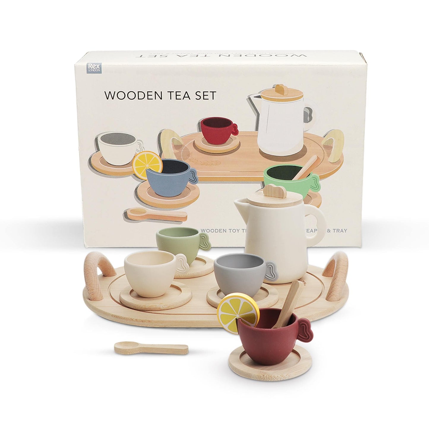 Rex Toys Wooden Toy Tea Set with Tray - Rex London