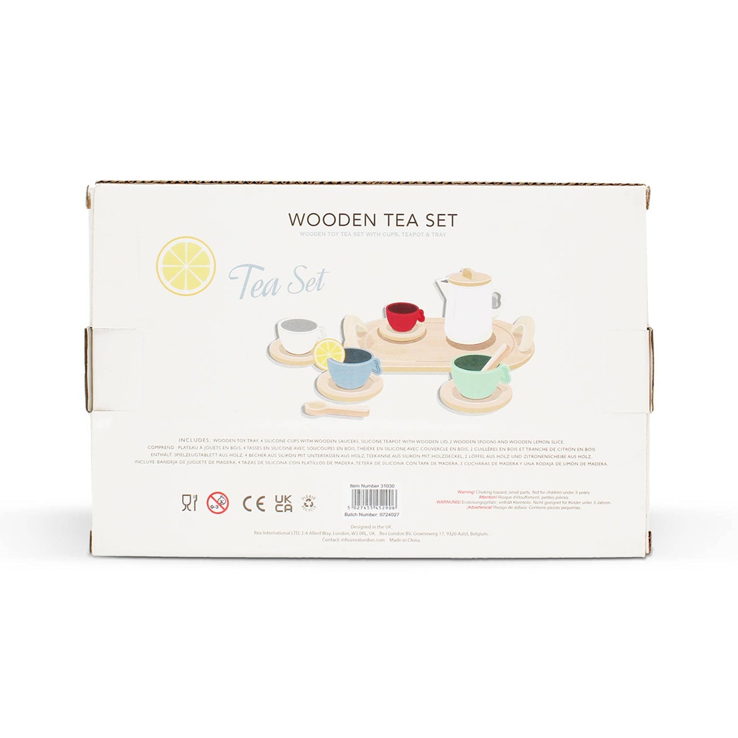Rex Toys Wooden Toy Tea Set with Tray - Rex London