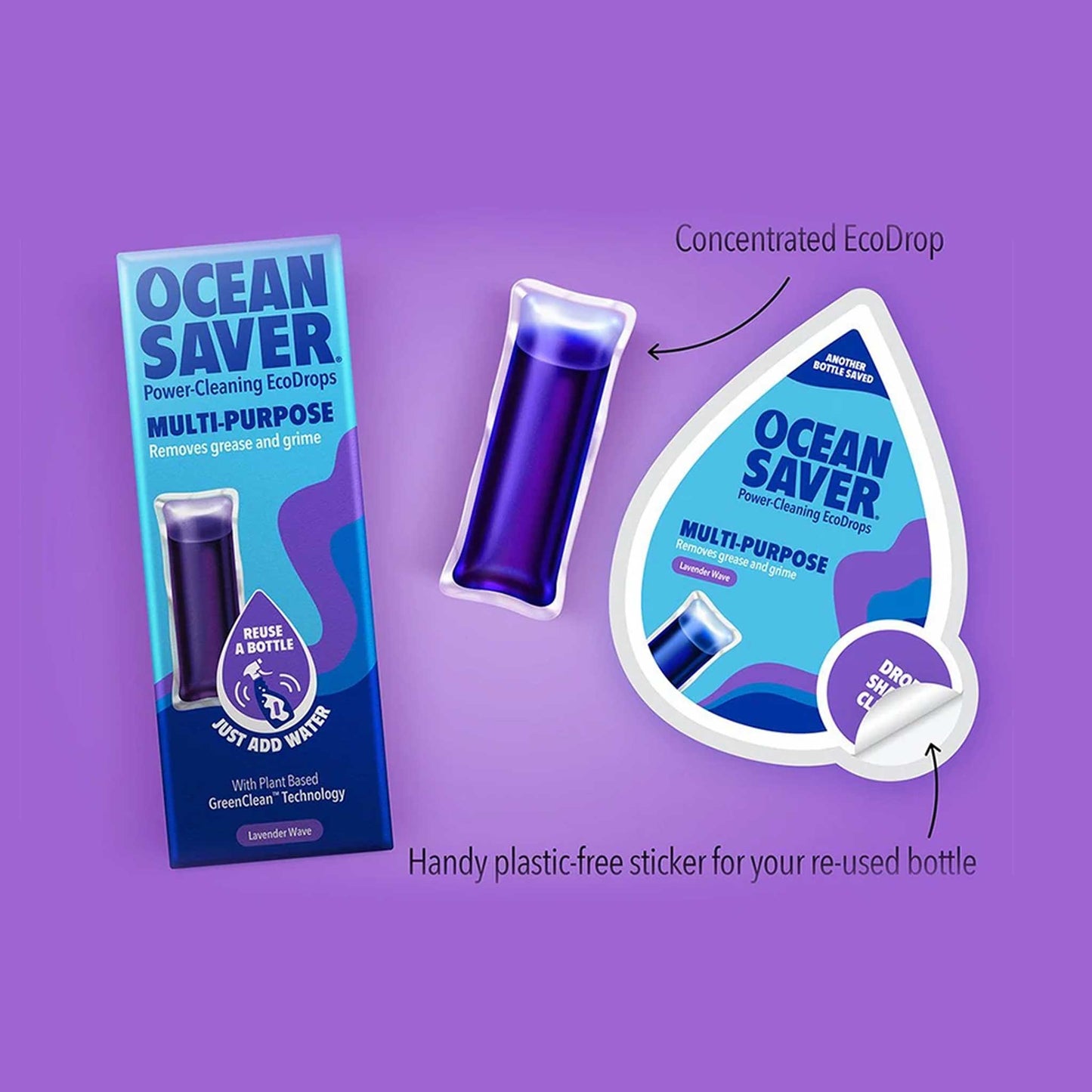 Load image into Gallery viewer, Ocean Saver All-Purpose Cleaners Ocean Saver Starter Pack 750ml - Lavender Wave Multipurpose EcoDrop
