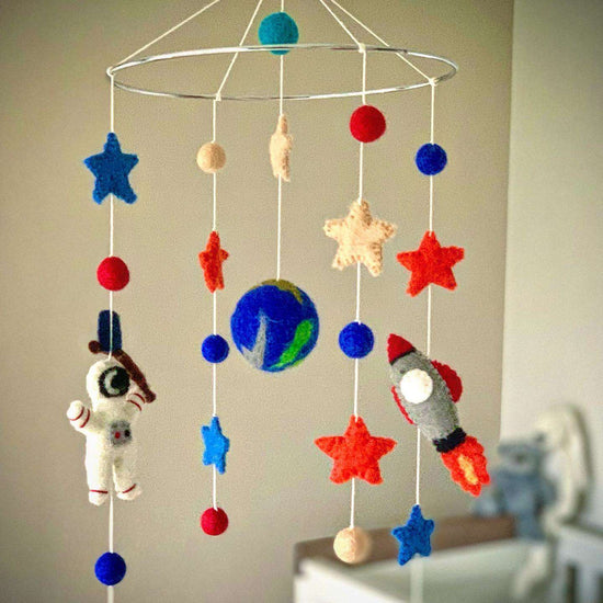 Faerly Baby Mobiles Handmade Felted Baby Mobile - Astronaut