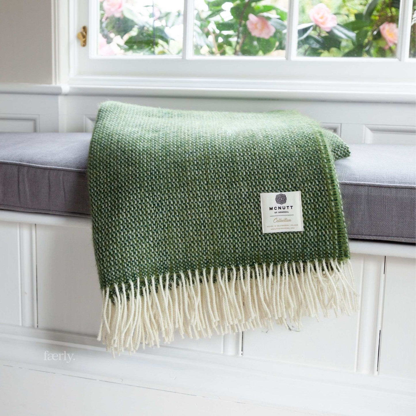 McNutt Blanket 100% Pure Wool Throw - Moss - McNutts of Donegal