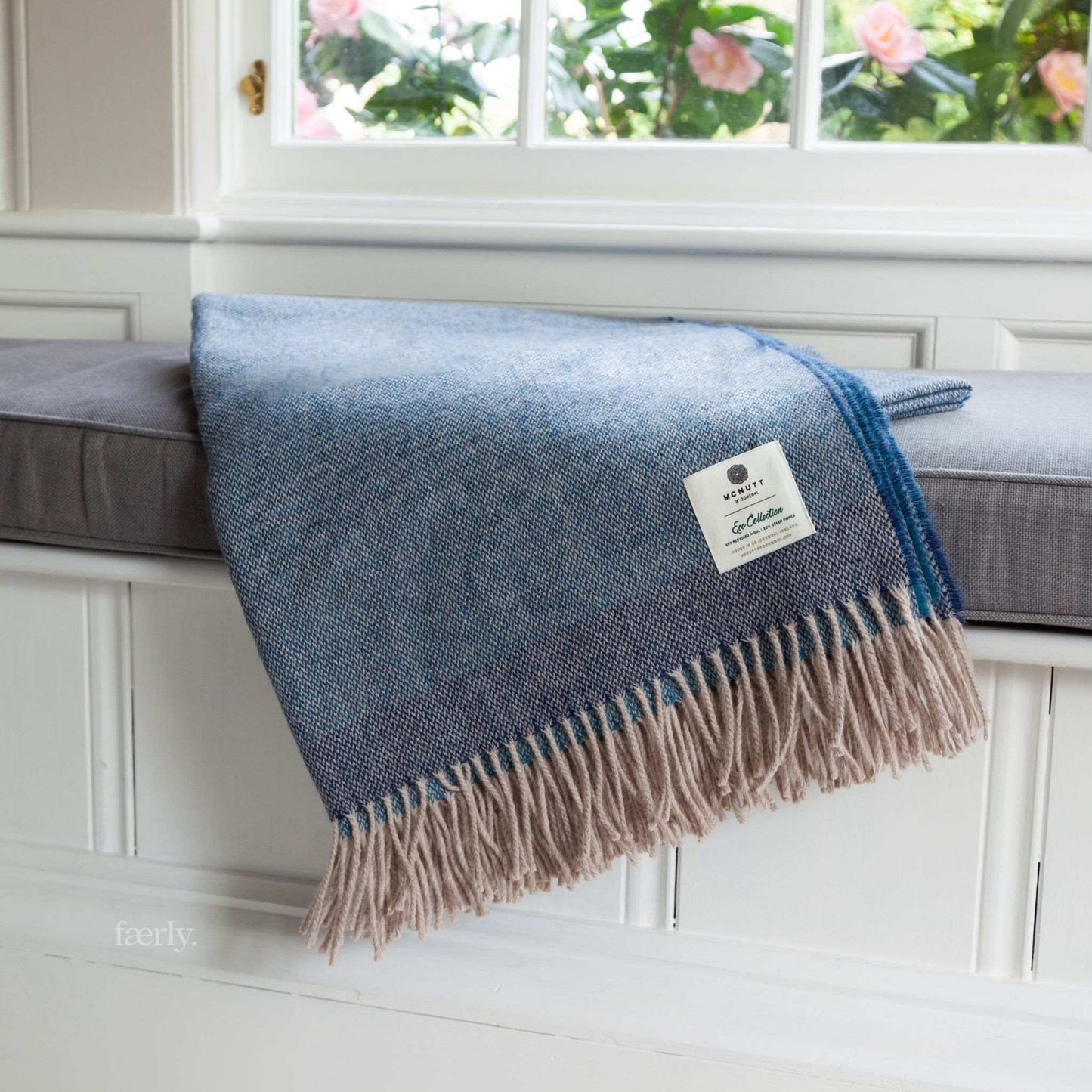 McNutt Blanket Recycled Wool Throw - Sea - McNutts of Donegal