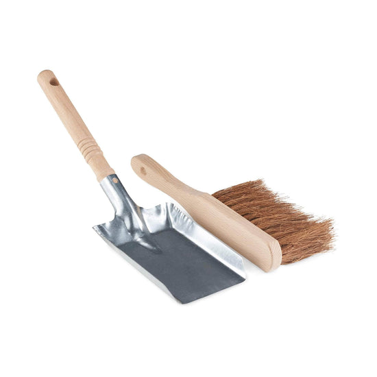 Load image into Gallery viewer, ecoLiving Brushes Aluminium Vintage Style Wooden Dust Pan &amp;amp; Brush - Plastic Free
