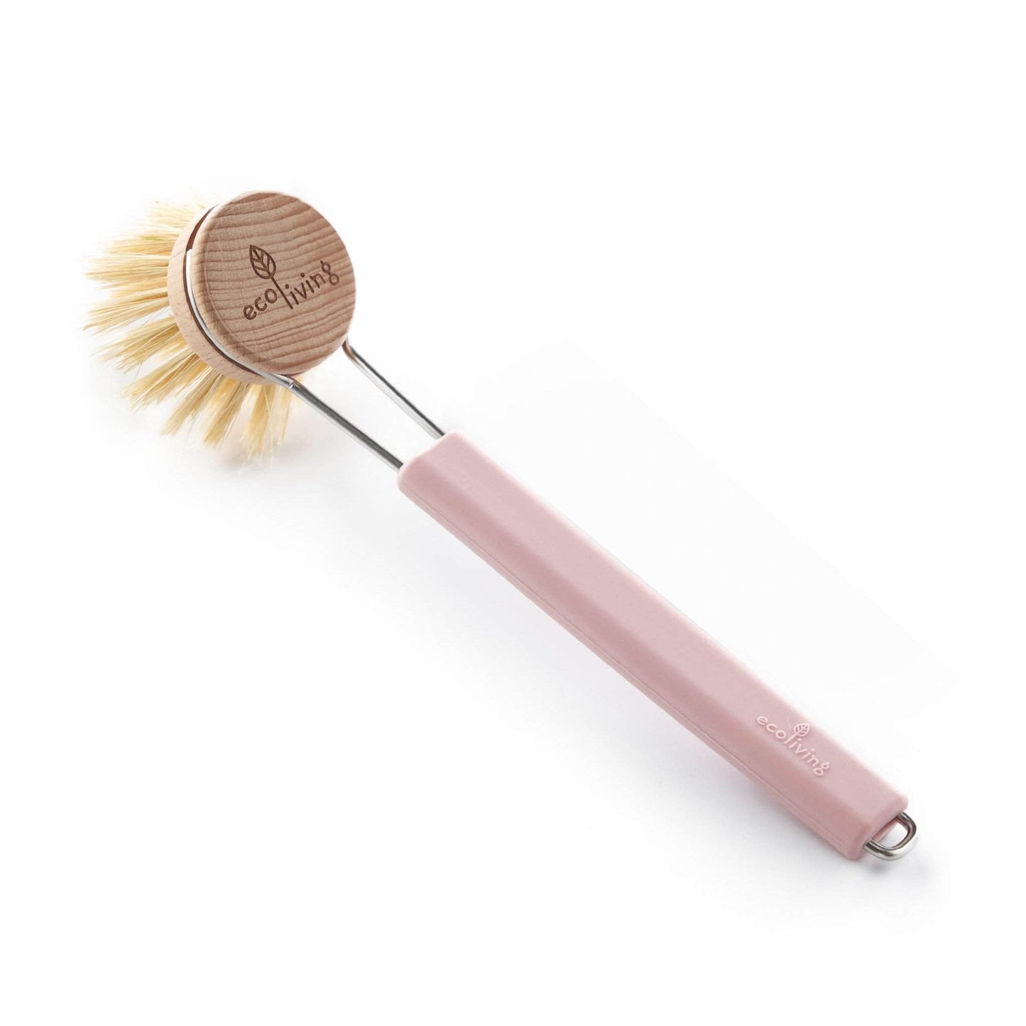 ecoLiving Brushes Coral Pink Dish Brush with Replaceable Head - Natural Plant Bristles (FSC 100%)