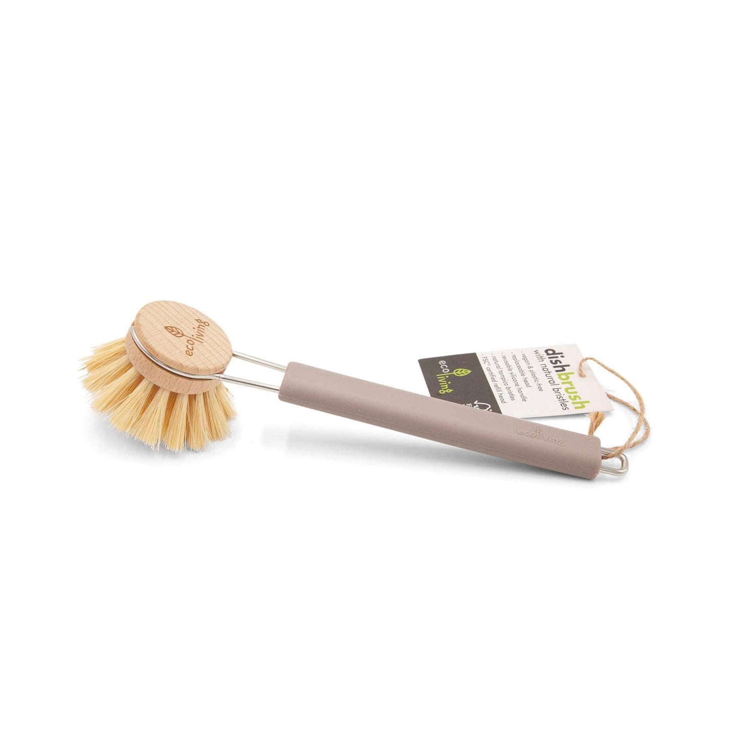 ecoLiving Brushes Dove Grey Dish Brush with Replaceable Head - Natural Plant Bristles (FSC 100%)