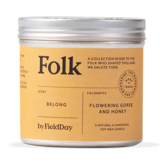 Load image into Gallery viewer, FieldDay Candles FieldDay Folk Collection Tin Candle 235g/45hrs - Belong
