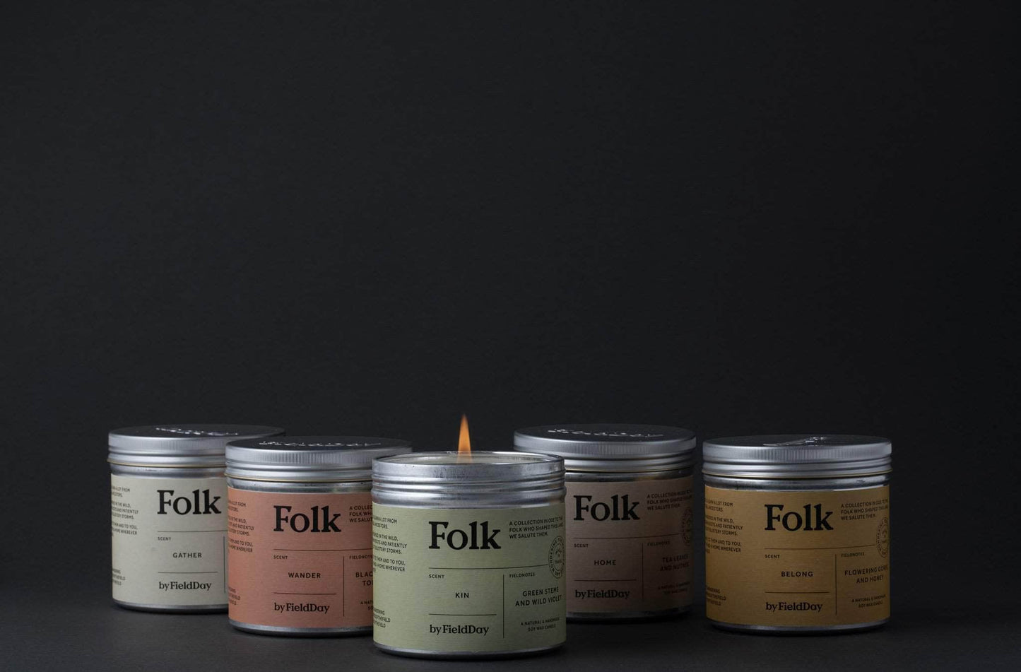 Load image into Gallery viewer, FieldDay Candles FieldDay Folk Collection Tin Candle 235g/45hrs - Belong
