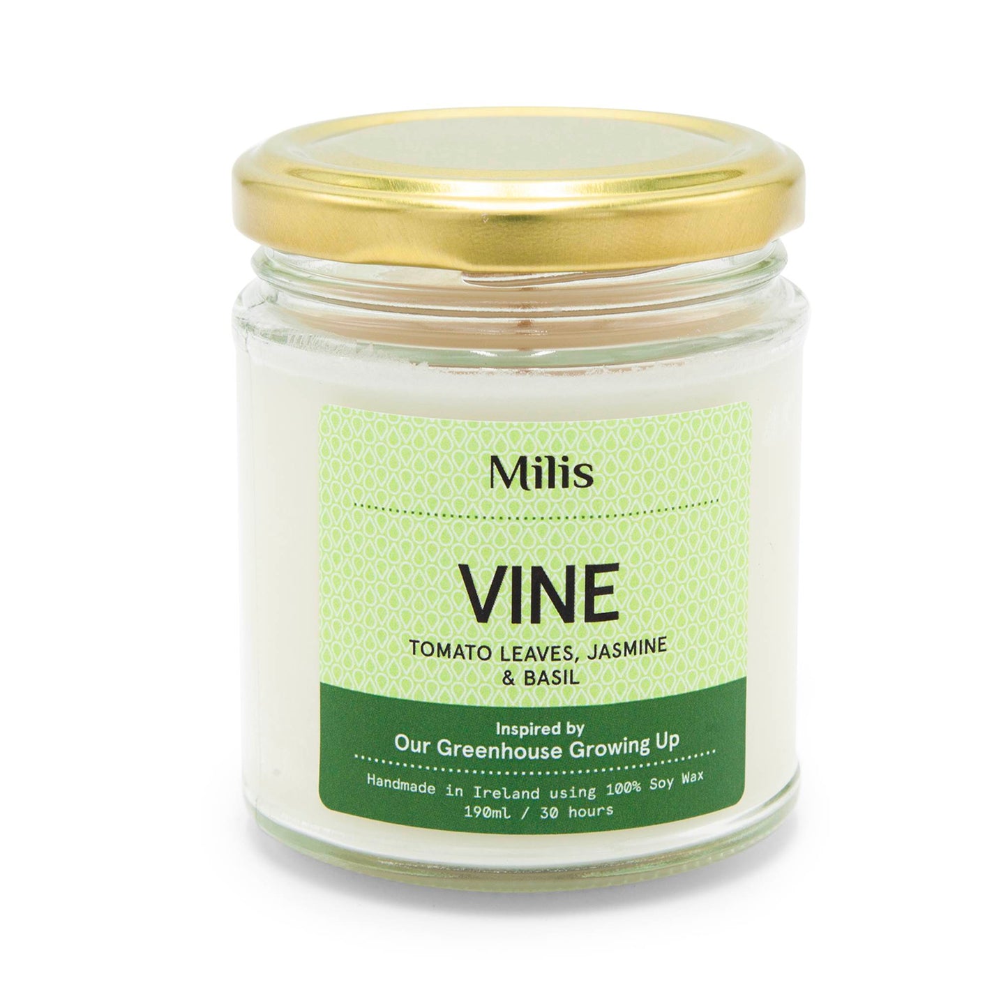 Milis Candles Milis Soy Wax Candle 190g - Vine - Tomato Leaves, Basil & Jasmine