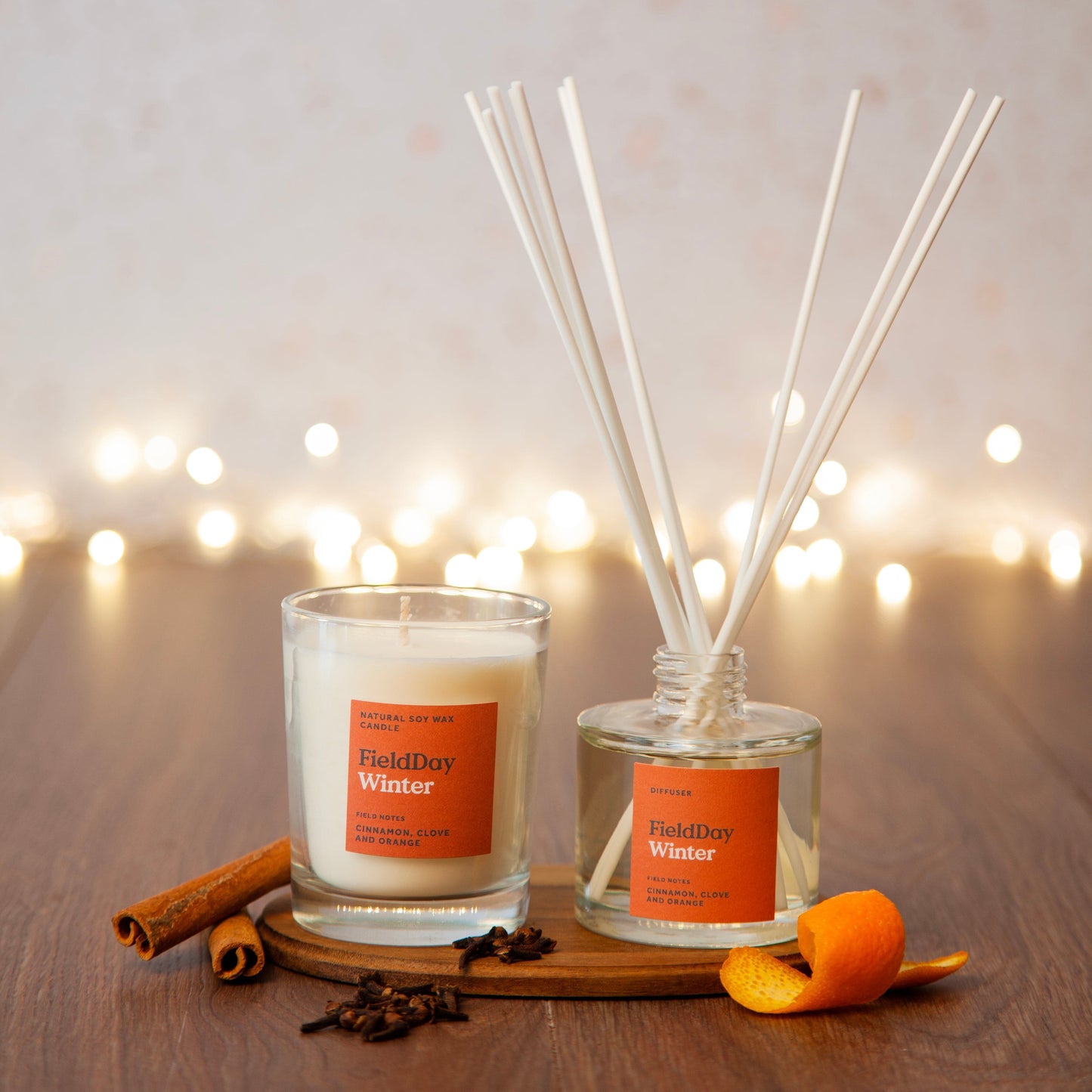 FieldDay Candles Winter Diffuser & 1 Candle Set FieldDay Wintertime Collection Gift Box