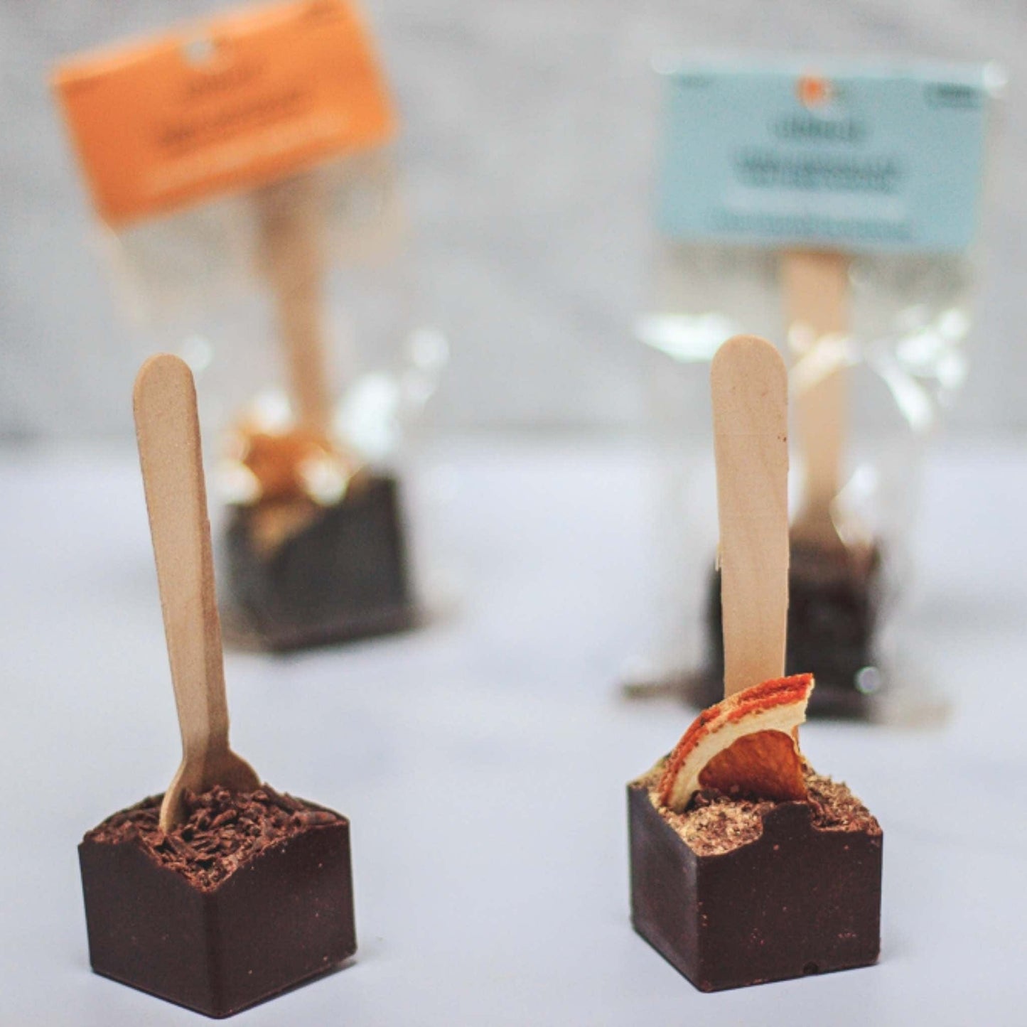 Nibbed Candy & Chocolate Nibbed Dark Chocolate Orange Melting Spoon - 75% Cacao - Drinking Chocolate