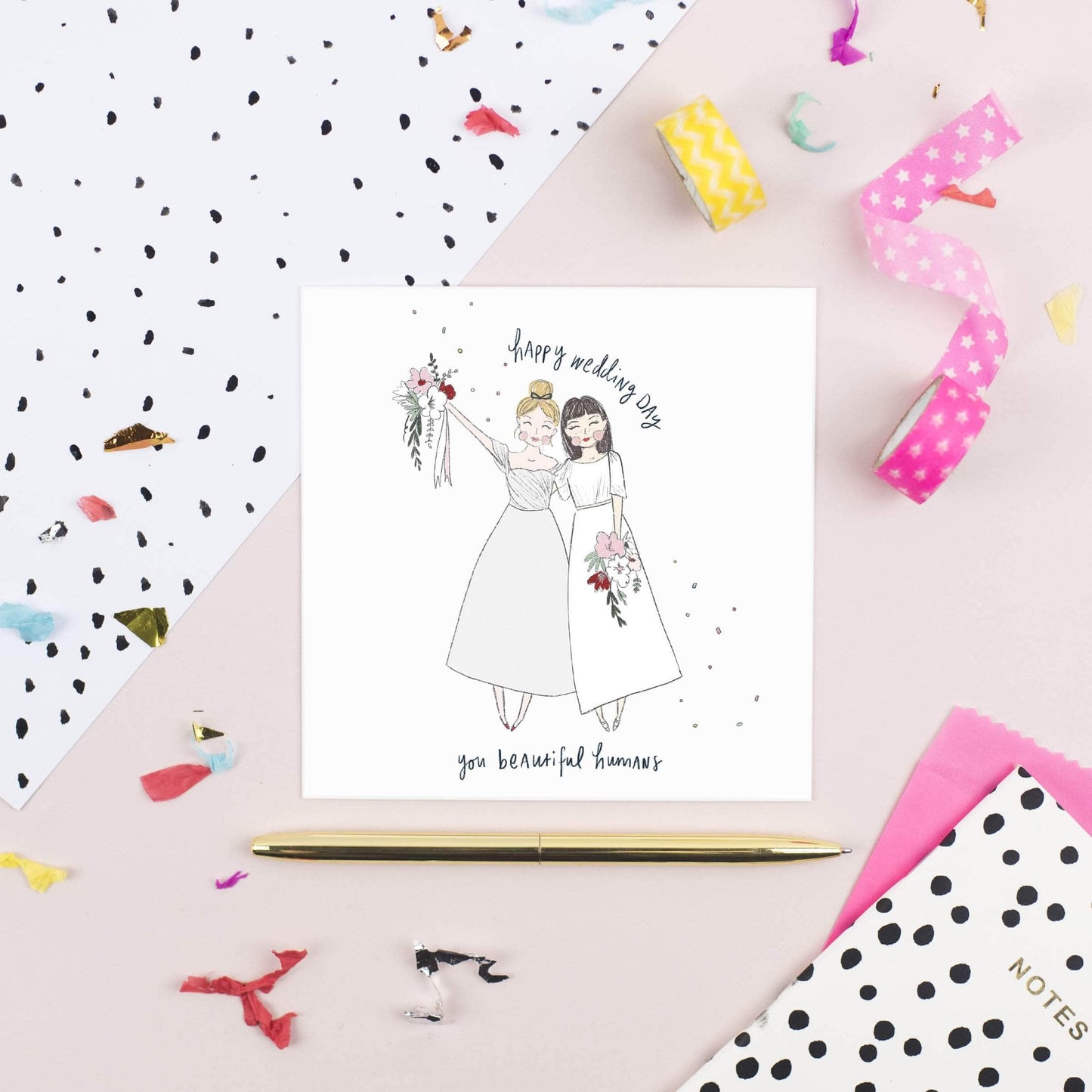 Load image into Gallery viewer, Pickled Pom Pom Cards Happy Wedding Day - Gals - Pickled Pom Pom Cards
