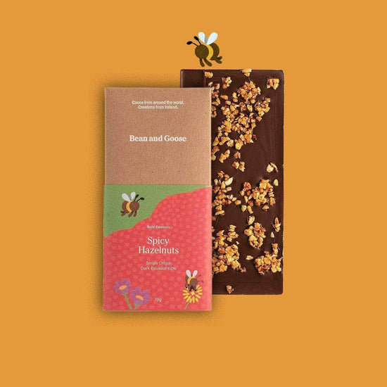 Bean and goose Chocolate Dark - Spicy Hazelnuts Bean & Goose 70g Chocolate Bar - 6 Flavour Options