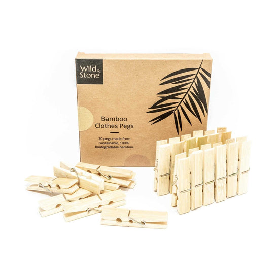 Wild & Stone Clothespins Bamboo Clothes Pegs - Biodegradable & Vegan - Wild & Stone