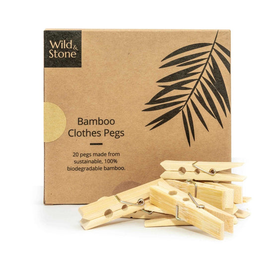 Wild & Stone Clothespins Bamboo Clothes Pegs - Biodegradable & Vegan - Wild & Stone