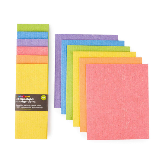 ecoLiving Cloths Compostable Sponge Cleaning Cloths 6 Pack - Rainbow