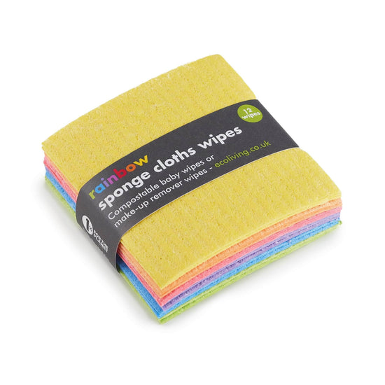 ecoLiving Cloths Rainbow Compostable Sponge Cloth Reusable Makeup/Baby Wipes - 12 Pk