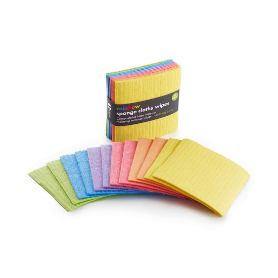 ecoLiving Cloths Rainbow Compostable Sponge Cloth Reusable Makeup/Baby Wipes - 12 Pk