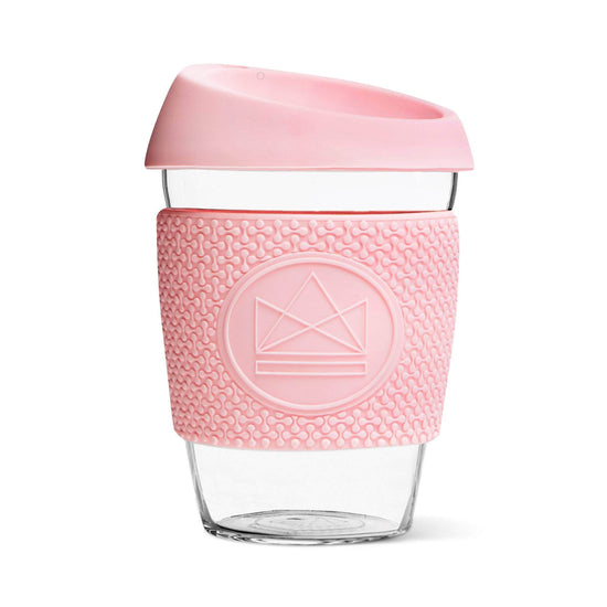Neon Flamingos Glass Cup, Clear Coffee Iced Cup Lid & Straw, 20 Oz