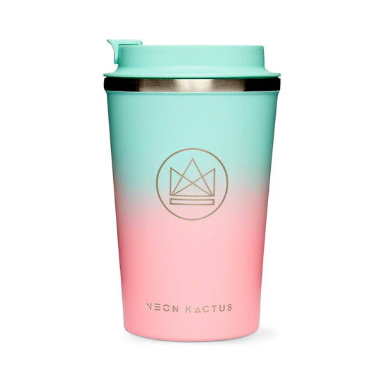 Neon Kactus Coffee Cup Stainless Steel Insulated Coffee Cup- 12oz - Twist & Shout - Pink & Turquoise