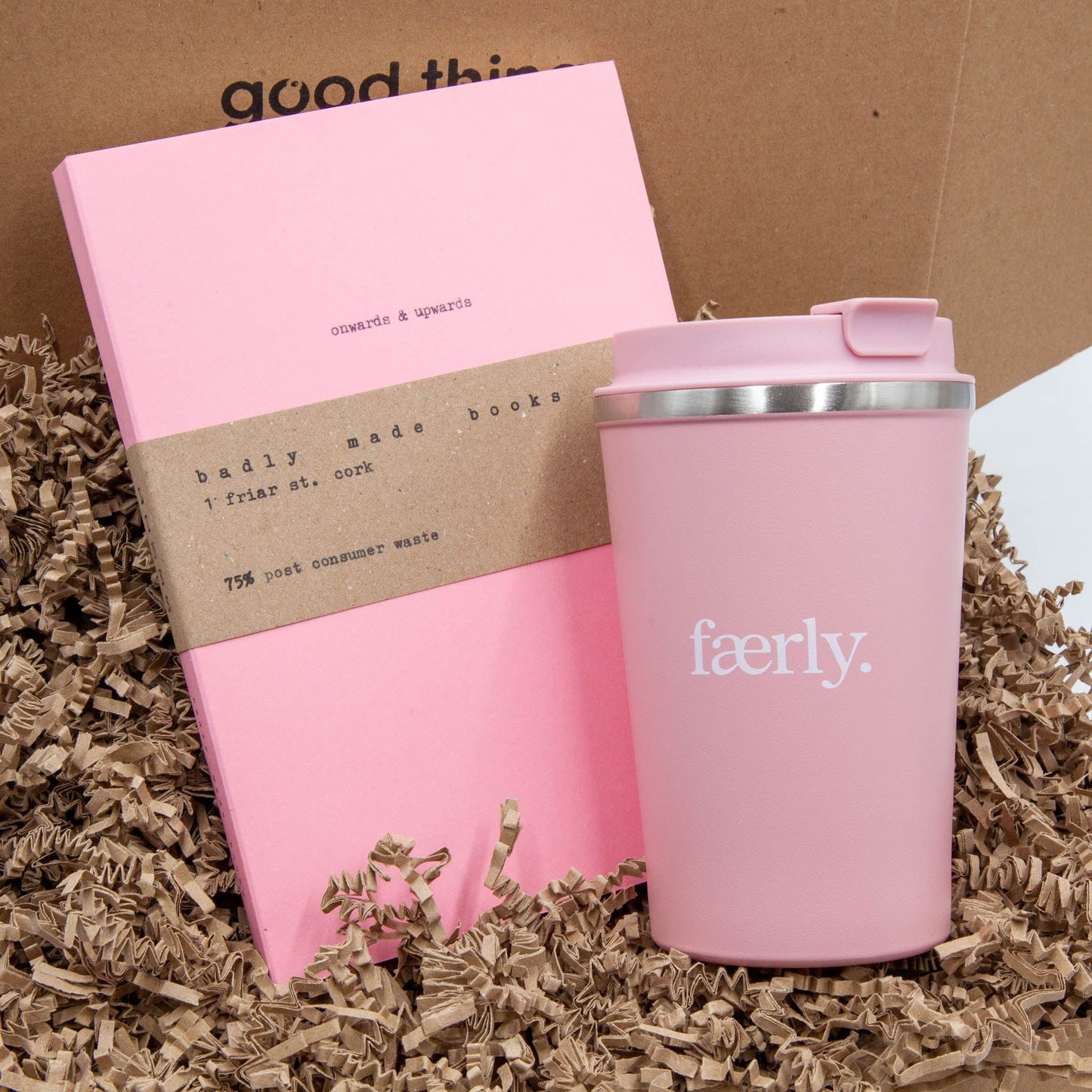 Faerly Pink Conscious Cup Gift Box - 12oz Reusable Cup & A5 Recycled Notebook