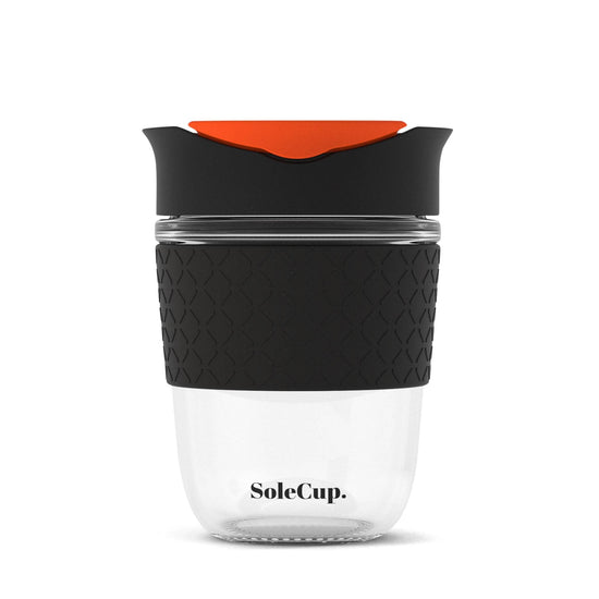 SoleCup Coffee & Tea Cups SoleCup Reusable Glass Travel Mug for Coffee & Loose Tea - 12oz/240ml - Black