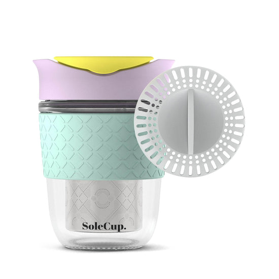 SoleCup Coffee & Tea Cups SoleCup Reusable Glass Travel Mug for Coffee & Loose Tea - 12oz/240ml - Ice Cream