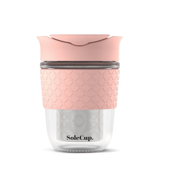 SoleCup Coffee & Tea Cups SoleCup Reusable Glass Travel Mug for Coffee & Loose Tea - 12oz/240ml - Pink