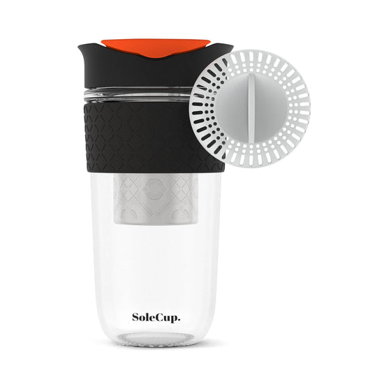 SoleCup Coffee & Tea Cups SoleCup Reusable Glass Travel Mug for Coffee & Loose Tea - 18oz/530ml - Black