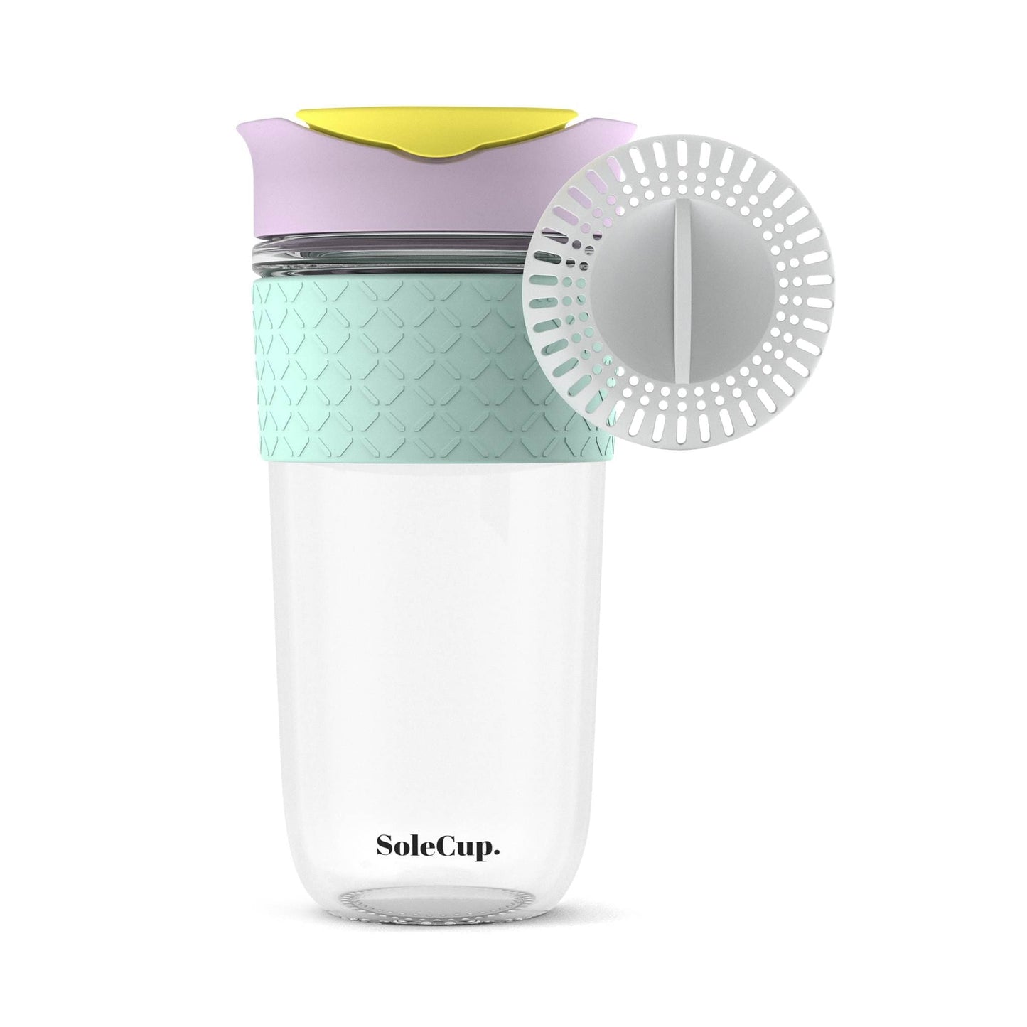 Load image into Gallery viewer, SoleCup Coffee &amp;amp; Tea Cups SoleCup Reusable Glass Travel Mug for Coffee &amp;amp; Loose Tea - 18oz/530ml - Ice-cream
