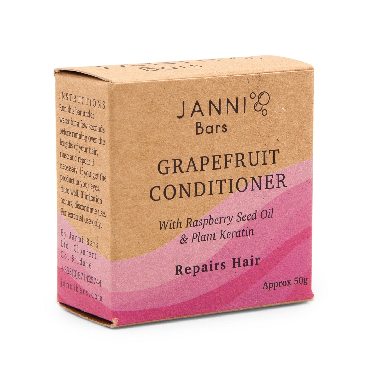 Janni Bars Conditioner Hair Repair Conditioner Bar with Pink Grapefruit, Raspberry Seed Oil & Plant Keratin - Janni Bars