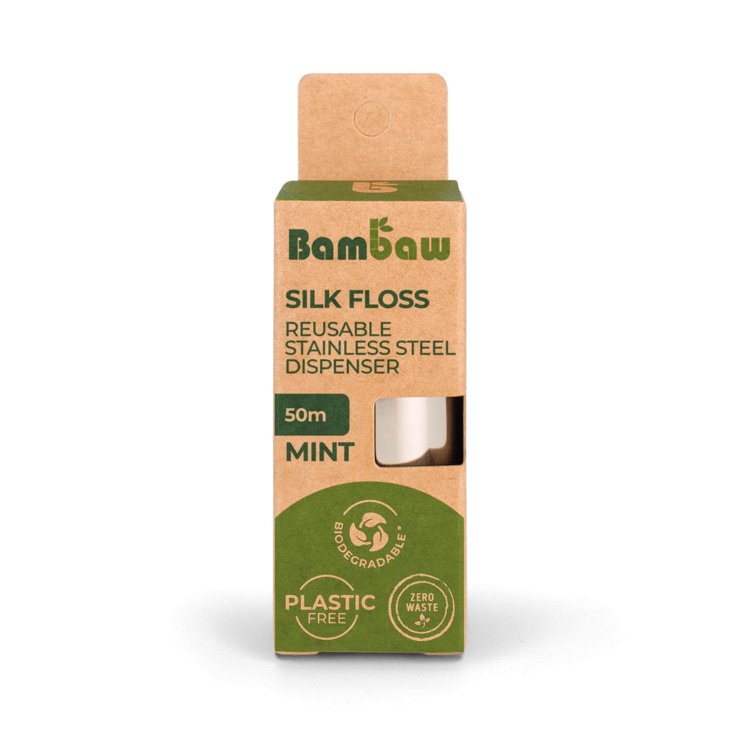 Bambaw Dental Floss Silk Dental Floss with Reusable Dispenser - 50m - Bambaw