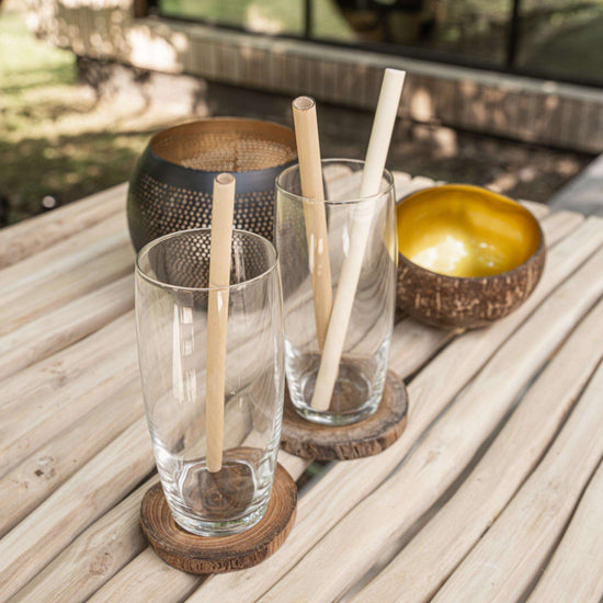 Faerly Drinking Straws & Stirrers Bamboo Straws - Set of 10 with Cleaning Brush
