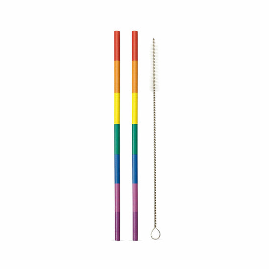 Faerly Drinking Straws & Stirrers Rainbow Stainless Steel Straws - Set of 2