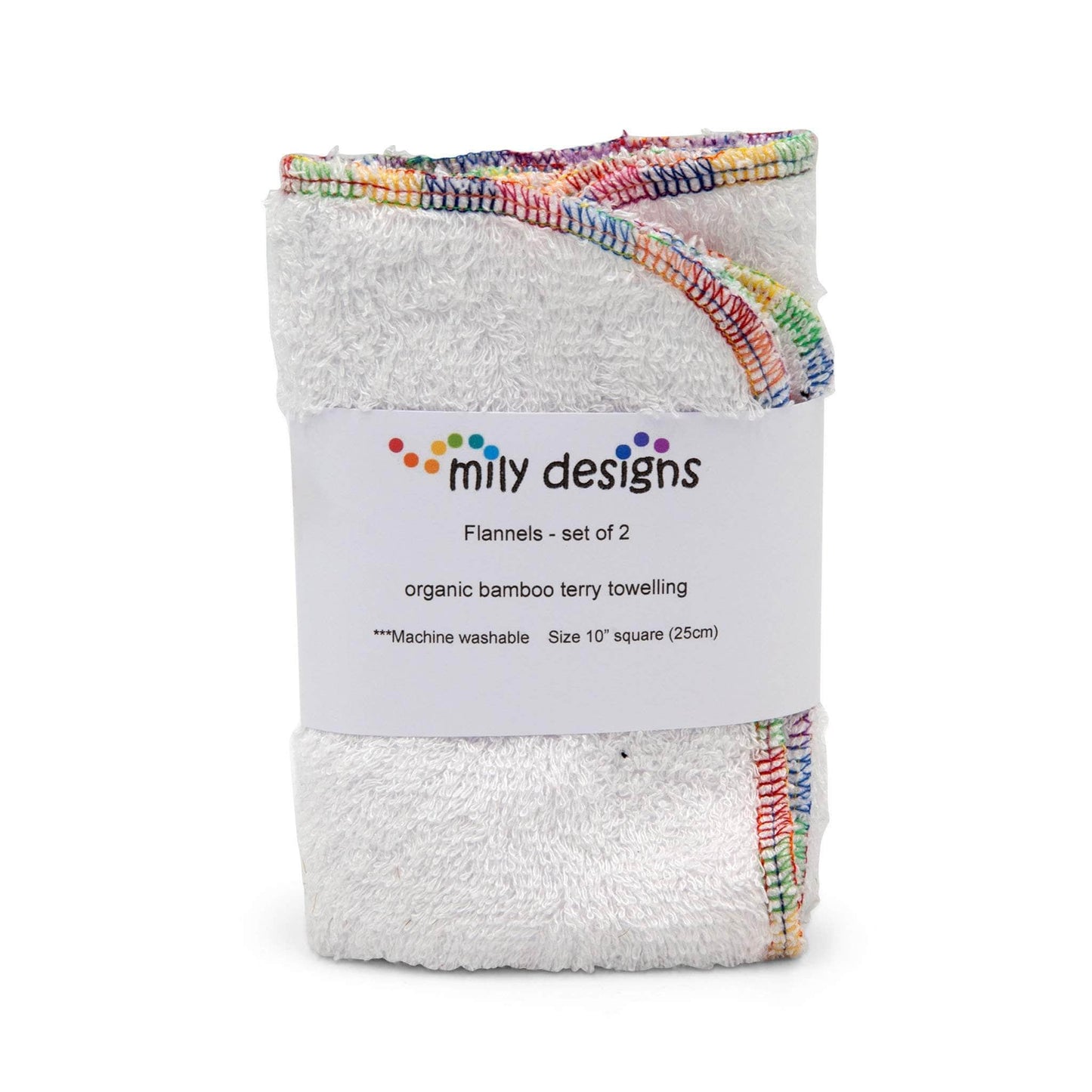 Mily Designs Facial Rounds White Organic Bamboo Terry Cloth Flannel - 2 Pack - Love is Love Pride Edition - Mily Designs