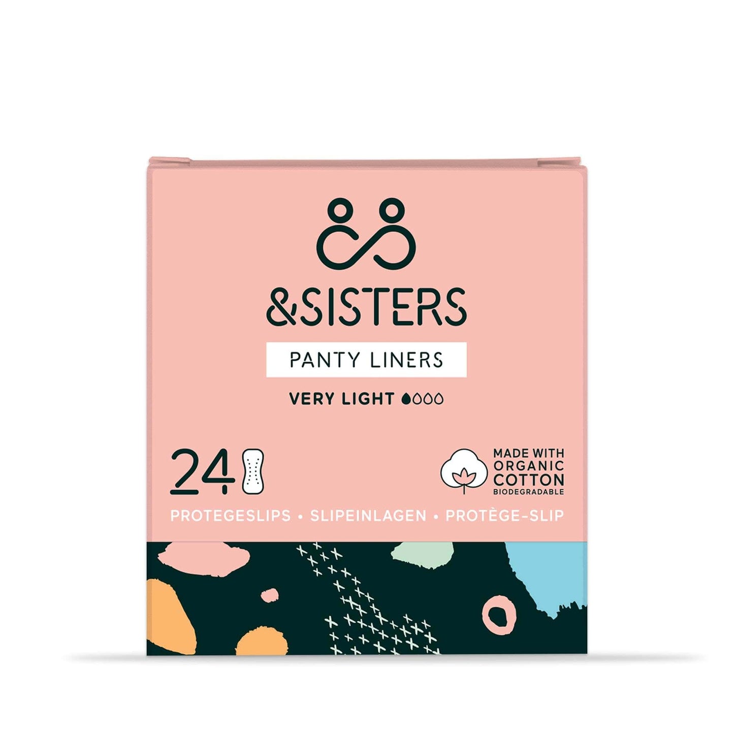 & SISTERS Feminine Pads & Protectors Organic Cotton Breathable Panty Liners - Ultra Light - 24 Pack - & SISTERS