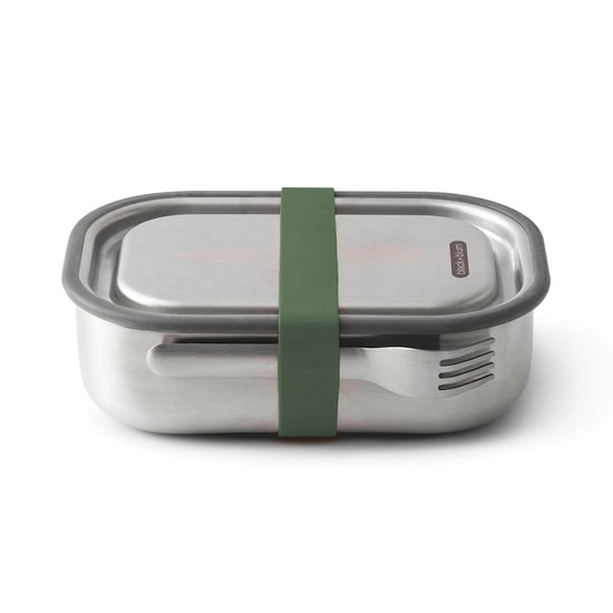 black + blum Food Containers black + blum Stainless Steel Lunch Box - Leak Proof 3-in-1 - Olive
