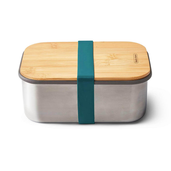 Load image into Gallery viewer, black + blum Food Containers black + blum Stainless Steel Sandwich Box Large &amp;amp; Bamboo Lid - Ocean
